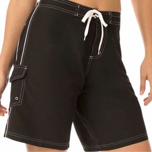 New Swimsuits For All Plus Size 26 3X 
Piped Long Board Shorts coverup